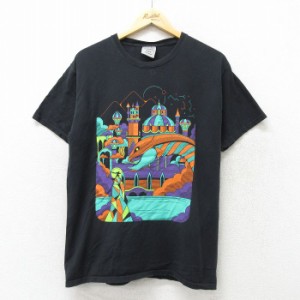 古着 半袖 ロック バンド Tシャツ メンズ ジョンベリオン コットン クルーネック 黒 ブラック Lサイズ 中古 中古 古着