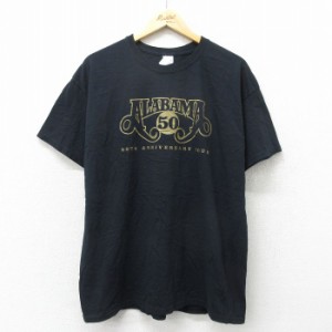 古着 半袖 ロック バンド Tシャツ メンズ アラバマ 50周年記念 コットン クルーネック 黒 ブラック XLサイズ 中古 中古 古着