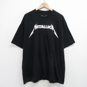 古着 半袖 ロック バンド Tシャツ メンズ メタリカ 大きいサイズ コットン クルーネック 黒 ブラック spe XLサイズ 中古 中古 古着