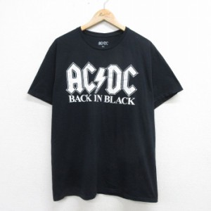 古着 半袖 ロック バンド Tシャツ メンズ AC/DC コットン クルーネック 黒 ブラック XLサイズ 中古 中古 古着