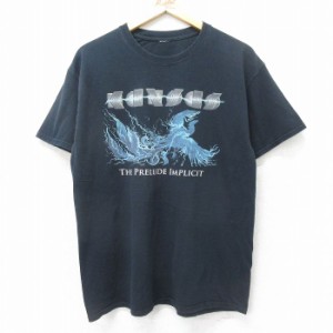 古着 半袖 ロック バンド Tシャツ メンズ カンサス クルーネック 黒 ブラック Lサイズ 中古 中古 古着