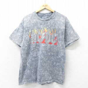 古着 半袖 ロック バンド Tシャツ メンズ AC/DC コットン クルーネック グレー XLサイズ 中古 中古 古着