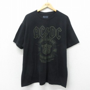 古着 半袖 ロック バンド Tシャツ メンズ AC/DC 大きいサイズ クルーネック 黒 ブラック XLサイズ 中古 中古 古着