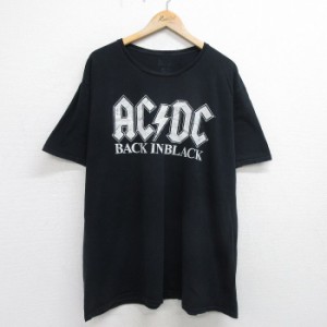 古着 半袖 ロック バンド Tシャツ メンズ AC/DC 大きいサイズ クルーネック 黒 ブラック XLサイズ 中古 中古 古着