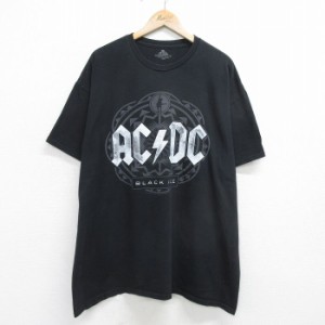 古着 半袖 ビンテージ ロック バンド Tシャツ メンズ 00年代 00s AC/DC 大きいサイズ コットン クルーネック 黒 ブラック XLサ 中古 古着