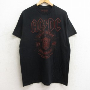 古着 リキッドブルー 半袖 ロック バンド Tシャツ メンズ AC/DC クルーネック 黒 ブラック XLサイズ 中古 中古 古着