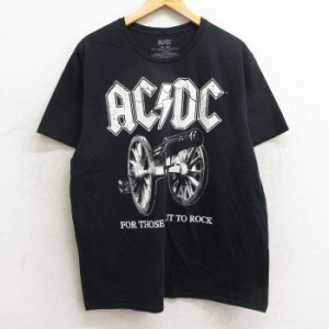 古着 半袖 ロック バンド Tシャツ メンズ AC/DC コットン クルーネック 黒 ブラック XLサイズ 中古 中古 古着