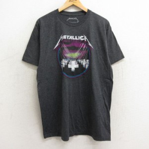 古着 半袖 ロック バンド Tシャツ メンズ メタリカ クルーネック 濃グレー 霜降り XLサイズ 中古 中古 古着