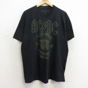 古着 リキッドブルー 半袖 ロック バンド Tシャツ メンズ AC/DC クルーネック 黒 ブラック XLサイズ 中古 中古 古着