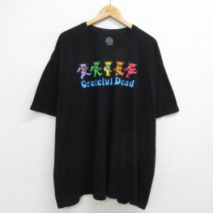 古着 半袖 ロック バンド Tシャツ メンズ グレイトフルデッド デッドベア 大きいサイズ コットン クルーネック 黒 ブラック sp 中古 古着