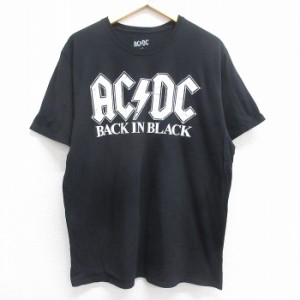 古着 半袖 ロック バンド Tシャツ メンズ AC/DC コットン クルーネック 黒 ブラック XLサイズ 中古 中古 古着