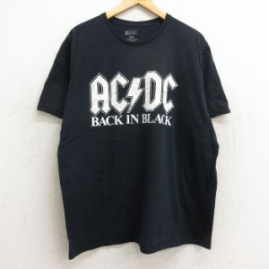 古着 半袖 ロック バンド Tシャツ メンズ AC/DC 大きいサイズ コットン クルーネック 黒 ブラック XLサイズ 中古 中古 古着