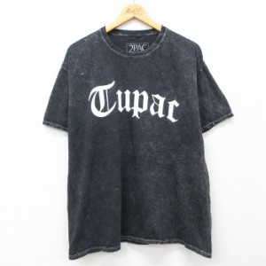 古着 半袖 ヒップホップ ラップ Tシャツ メンズ 2PAC 2パック トゥーパック 大きいサイズ コットン クルーネック 黒他 ブラッ 中古 古着