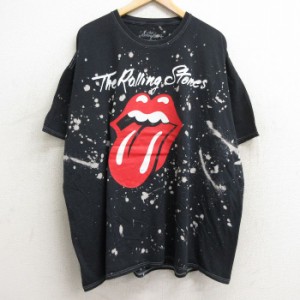 古着 半袖 ビンテージ Tシャツ メンズ ローリングストーンズ The Rolling Stones 大きいサイズ コットン クルーネック 黒 ブラ 中古 古着