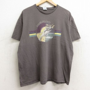 古着 半袖 ロック バンド Tシャツ メンズ ピンクフロイド コットン クルーネック 濃グレー系 XLサイズ 中古 中古 古着