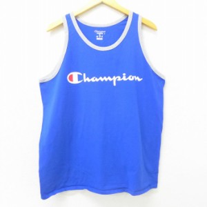 古着 チャンピオン champion タンクトップ メンズ ビッグロゴ クルーネック 青他 ブルー Lサイズ 中古 中古 古着