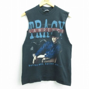 古着 ビンテージ ロック バンド ノースリーブ Tシャツ メンズ 90年代 90s トレイシーローレンス コットン クルーネック 黒 ブ 中古 古着