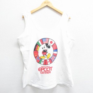 古着 ビンテージ タンクトップ メンズ 80年代 80s ディズニー DISNEY ミッキー MICKEY MOUSE 国旗 コットン クルーネック USA 中古 古着