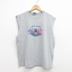 古着 ビンテージ ノースリーブ Tシャツ メンズ 90年代 90s バスケットボール クルーネック USA製 グレー 霜降り Lサイズ 中古 中古 古着