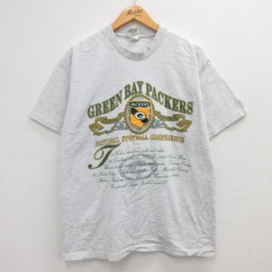 古着 半袖 ビンテージ Tシャツ メンズ 90年代 90s NFL グリーンベイパッカーズ クルーネック USA製 薄グレー 霜降り アメフト  中古 古着