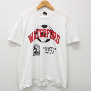 古着 半袖 ビンテージ Tシャツ メンズ 90年代 90s WATERFORD サッカー ニューヨーク クルーネック USA製 白 ホワイト Lサイズ  中古 古着