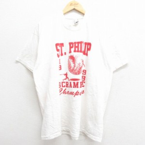 古着 半袖 ビンテージ Tシャツ メンズ 90年代 90s ST PHILIP 野球 大きいサイズ クルーネック 白 ホワイト XLサイズ 中古 中古 古着