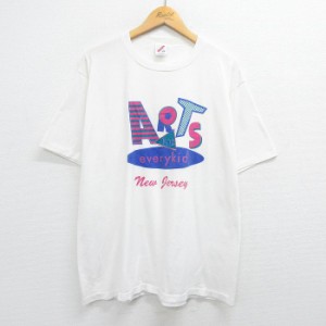 古着 半袖 ビンテージ Tシャツ メンズ 80年代 80s ARTS everykid クルーネック USA製 白 ホワイト XLサイズ 中古 中古 古着