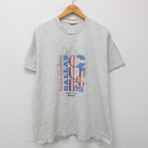 古着 半袖 ビンテージ Tシャツ メンズ 90年代 90s ダラスカップ Lotto サッカー コットン クルーネック USA製 薄グレー 霜降り 中古 古着