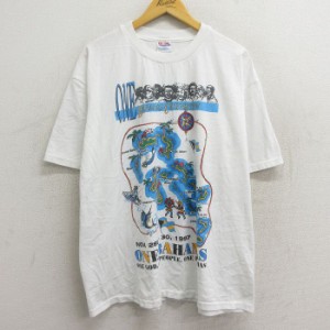 古着 ヘインズ Hanes 半袖 ビンテージ Tシャツ メンズ 90年代 90s バハマ 島 大きいサイズ クルーネック 白 ホワイト XLサイズ 中古 古着