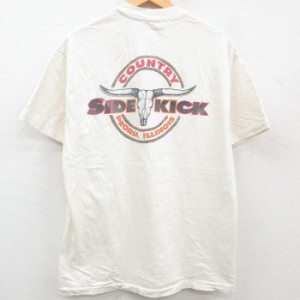 古着 ヘインズ Hanes 半袖 ビンテージ Tシャツ メンズ 90年代 90s SIDE KICK バッファロースカル コットン クルーネック USA製 中古 古着