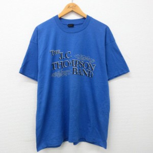 古着 半袖 ビンテージ Tシャツ メンズ 90年代 90s THE JC THOMPSON BAND クルーネック USA製 青 ブルー XLサイズ 中古 中古 古着