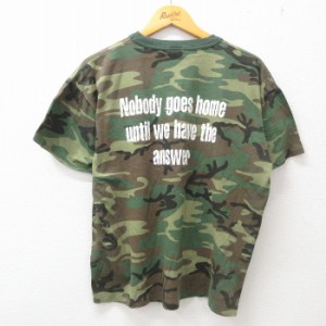 古着 半袖 ビンテージ Tシャツ メンズ 00年代 00s Camp メッセージ answer クルーネック USA製 緑 グリーン 迷彩 XLサイズ 中 中古 古着