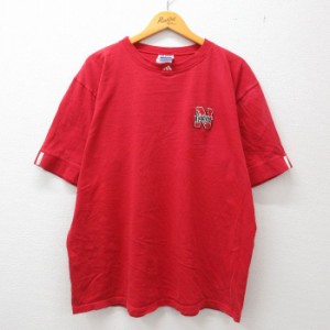 古着 アディダス adidas 半袖 ビンテージ Tシャツ メンズ 90年代 90s ワンポイントロゴ ネブラスカ 大きいサイズ コットン ク 中古 古着