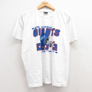 古着 半袖 ビンテージ Tシャツ メンズ 00年代 00s NFL ニューヨークジャイアンツ コットン クルーネック 白 ホワイト アメフト 中古 古着