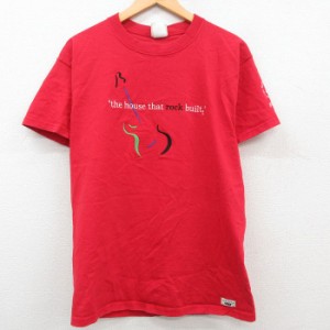 古着 半袖 ビンテージ Tシャツ メンズ 90年代 90s ギター 刺繍 コットン クルーネック USA製 赤 レッド Lサイズ 中古 中古 古着