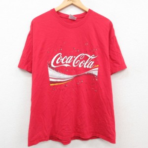 古着 ヘインズ Hanes 半袖 ビンテージ Tシャツ メンズ 00年代 00s コカコーラ コットン クルーネック 赤 レッド XLサイズ 中古 中古 古着