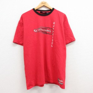 古着 スポルディング 半袖 ビンテージ Tシャツ メンズ 00年代 00s バスケットボール コットン クルーネック 赤他 レッド Lサイ 中古 古着