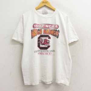 古着 半袖 ビンテージ Tシャツ メンズ 90年代 90s NCAA MARCHMADNESS サウスカロライナ 大学 ゲームコックス バスケットボール 中古 古着