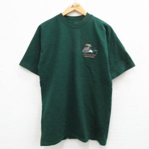 古着 半袖 ビンテージ Tシャツ メンズ 90年代 90s STINGRAY CITY エイ コットン クルーネック 緑 グリーン Lサイズ 中古 中古 古着