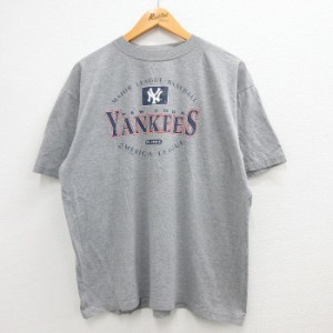 古着 半袖 ビンテージ Tシャツ メンズ 00年代 00s MLB ニューヨークヤンキース クルーネック グレー 霜降り メジャーリーグ ベ 中古 古着