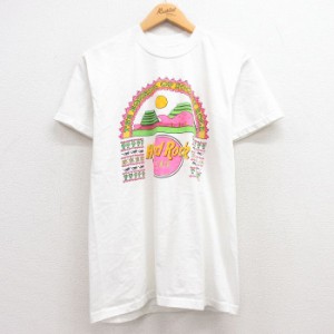 古着 半袖 ビンテージ Tシャツ メンズ 90年代 90s ハードロックカフェ ロックンロール クルーネック 白 ホワイト Sサイズ 中古 中古 古着