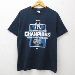 古着 マジェスティック 半袖 ビンテージ Tシャツ メンズ 00年代 00s MLB ニューヨークヤンキース ワールドシリーズ コットン  中古 古着