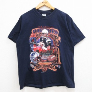 古着 半袖 ビンテージ Tシャツ メンズ 00年代 00s NFL ニューイングランドペイトリオッツ コットン クルーネック 紺 ネイビー  中古 古着