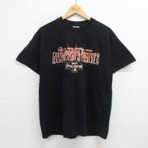 古着 半袖 ビンテージ Tシャツ メンズ 00年代 00s MLB オールスターゲーム コットン クルーネック 黒 ブラック メジャーリーグ 中古 古着