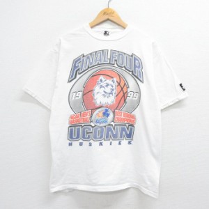 古着 スターター STARTER 半袖 ビンテージ Tシャツ メンズ 90年代 90s コネチカットハスキーズ バスケ コットン クルーネック  中古 古着