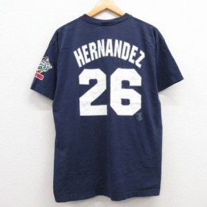 古着 マジェスティック 半袖 ビンテージ Tシャツ メンズ 90年代 90s MLB ニューヨークヤンキース ホセフェルナンデス 26 ワー 中古 古着