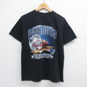 古着 半袖 ビンテージ Tシャツ メンズ 00年代 00s NFL ニューイングランドペイトリオッツ コットン クルーネック 黒 ブラック  中古 古着