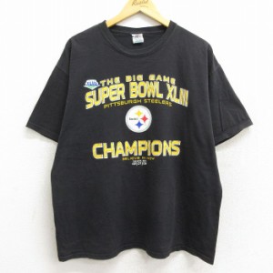 古着 半袖 ビンテージ Tシャツ メンズ 00年代 00s NFL ピッツバーグスティーラーズ コットン クルーネック 黒 ブラック アメフ 中古 古着