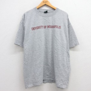 古着 半袖 ビンテージ Tシャツ メンズ 00年代 00s インディアナポリス 大学 大きいサイズ コットン クルーネック グレー 霜降 中古 古着