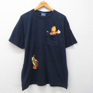 古着 半袖 ビンテージ Tシャツ メンズ 00年代 00s ディズニー DISNEY くまのプーさん 胸ポケット付き ティガー コットン クル 中古 古着